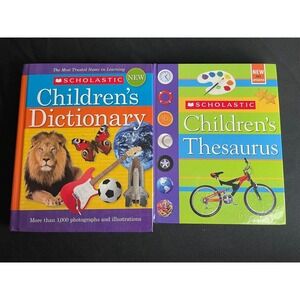 Scholastic Childrens Dictionary and Thesaurus Hardcover Book Set Reference 2pc